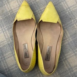 Jimmy Choo yellow pointed toe flats